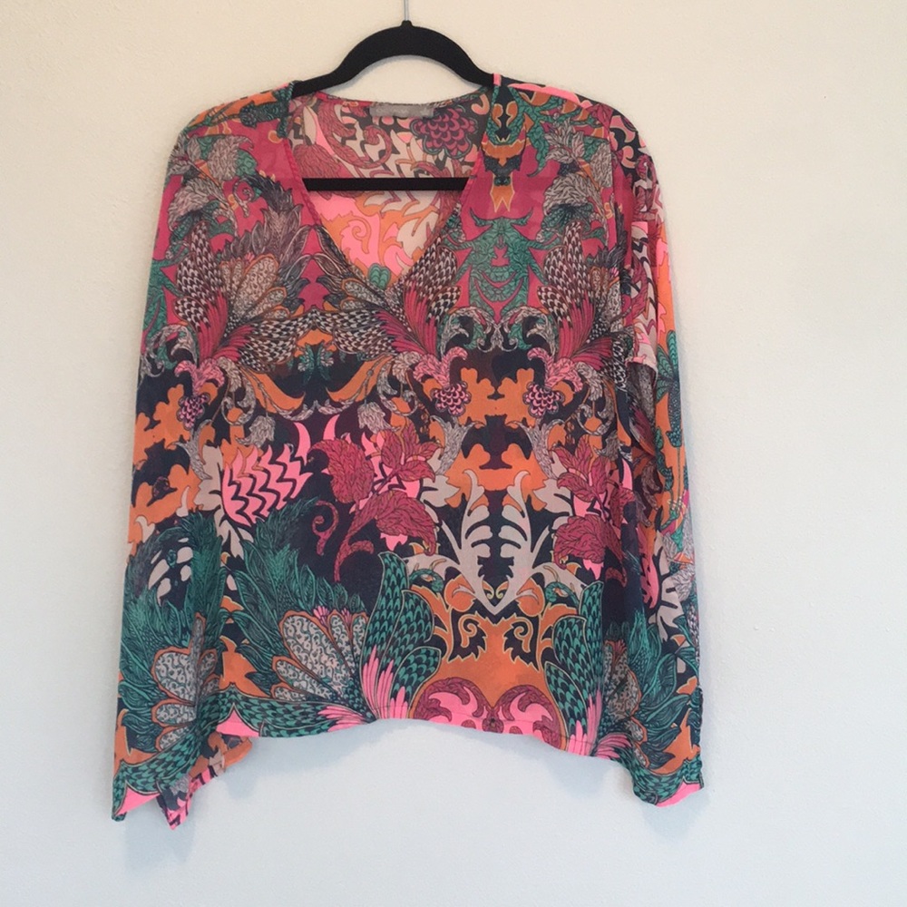 Octavia bright printed sheer poncho - Picture 5 of 7